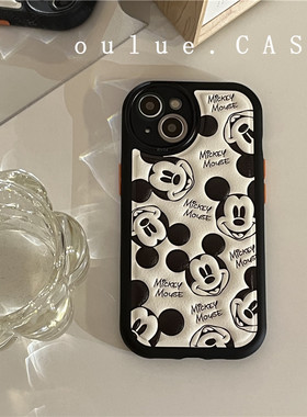 欧略 日韩可爱卡通米奇适用iphone16promax苹果16手机壳15软壳11印压皮质14plus防摔保护套13promax女新款ins