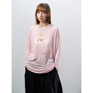 HELLO26SS春季 休闲圆领简约纯色亲肤天丝薄透防嗮T恤女 新款