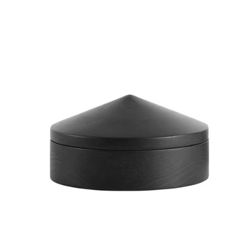 意式极简黑色木纹花器法式简约摆件茶室书房桌面家居圆度花瓶