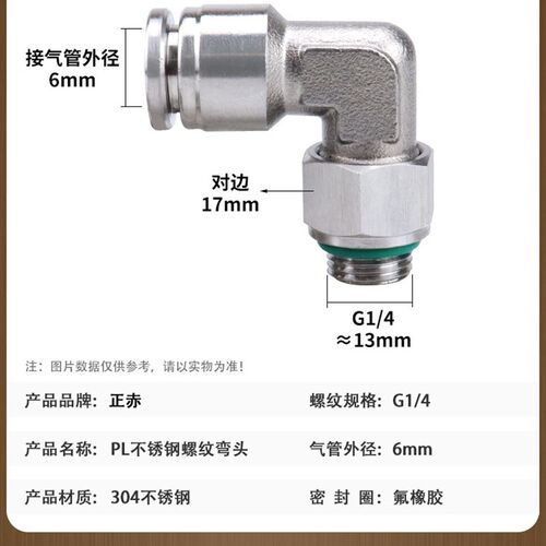 304不锈钢气管快速接头快接PL快插10气动高压04气嘴8-02PL6弯头03