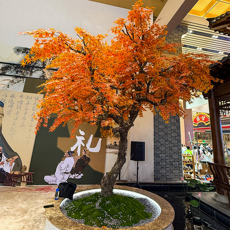仿真红枫树秋天景观树假大型酒店绿植假树室内外落地简约装饰造景