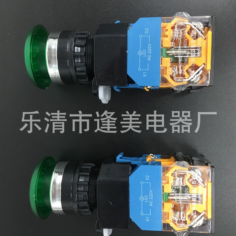 铜件银点 国e产LA38-11MDS 203/209B 蘑菇头带灯自锁按钮开关 22M