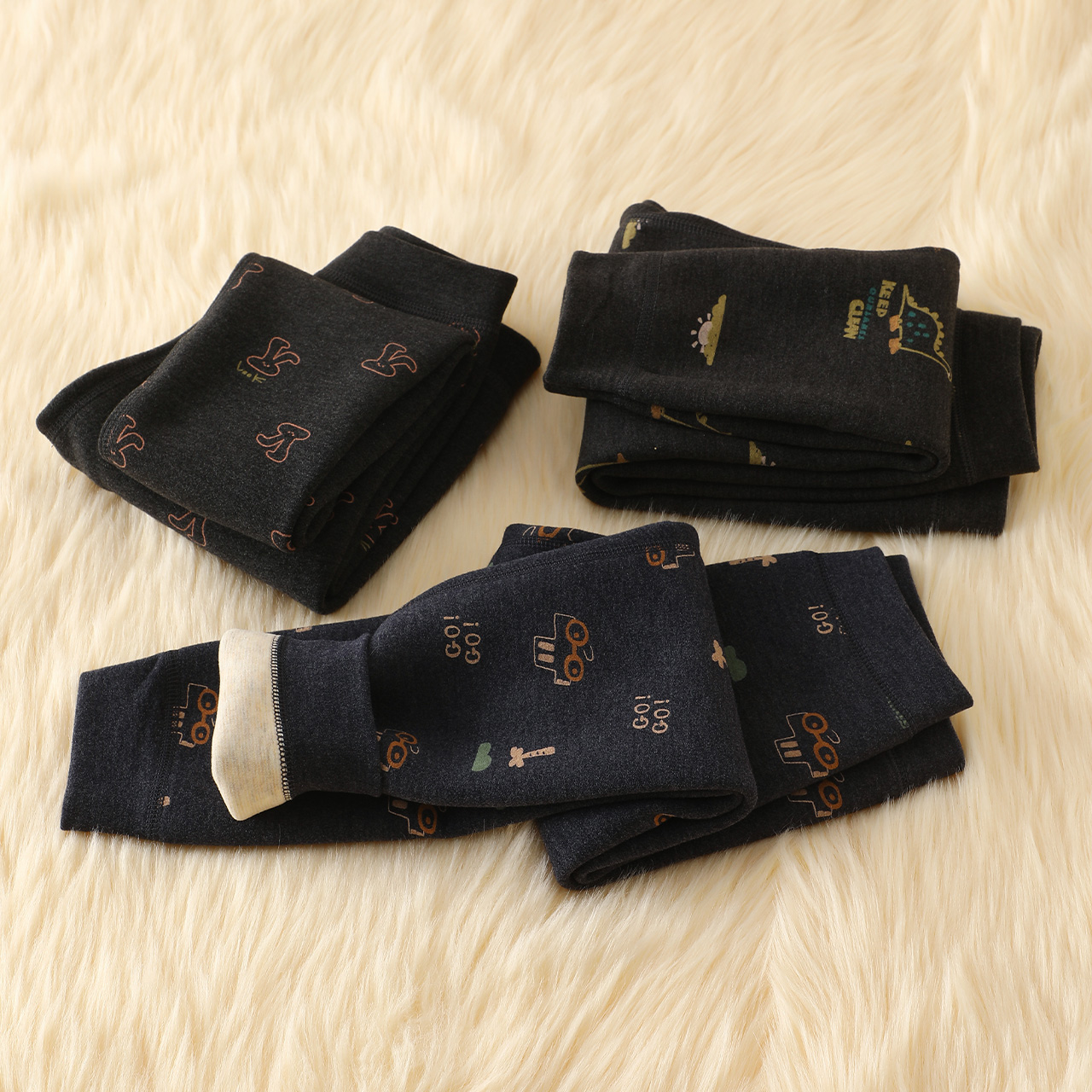 一体绒加厚儿童保暖裤内穿男童冬季加绒棉裤热能裤宝宝绒裤德绒