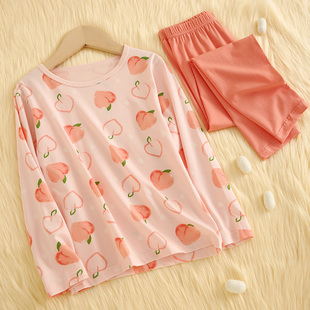 春秋女孩睡衣 宝宝保暖内衣套装 精梳棉女童秋衣秋裤 儿童线衣线裤