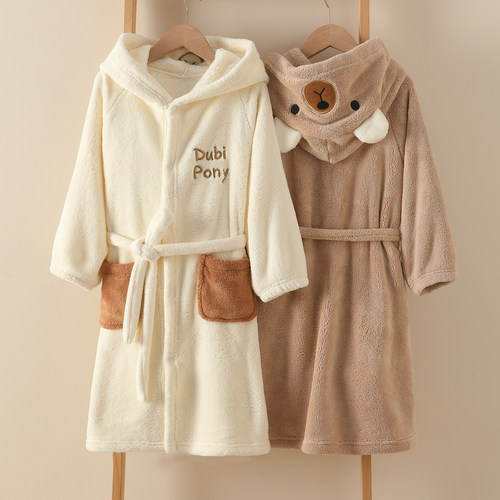 吸水速干儿童连帽浴袍睡袍