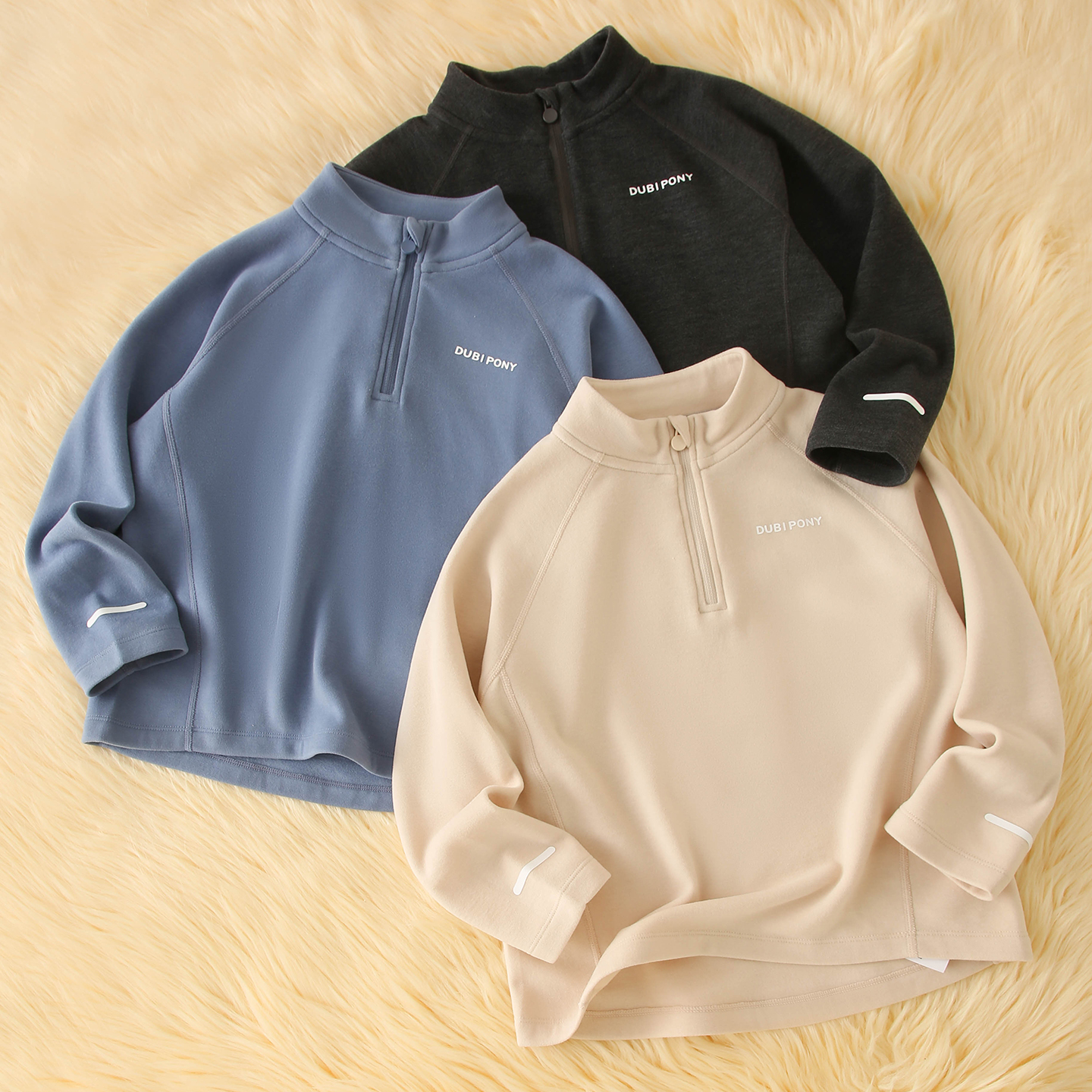 小暖皮～半拉链立领儿童加绒保暖长袖T恤女童打底衫男童运动上衣