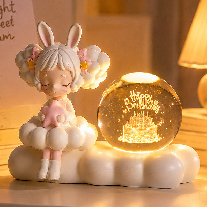 水晶球台灯小夜灯生日礼物女生图片