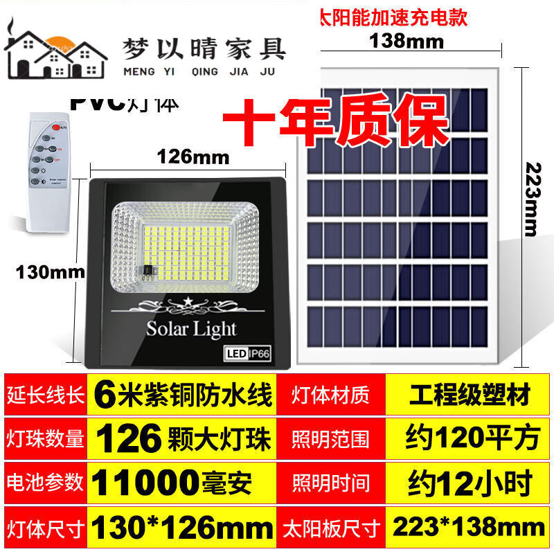 太阳能灯户外灯新农村照明庭院灯防雨大功率超亮一拖二LE 3C数码配件 平板电脑包 原图主图