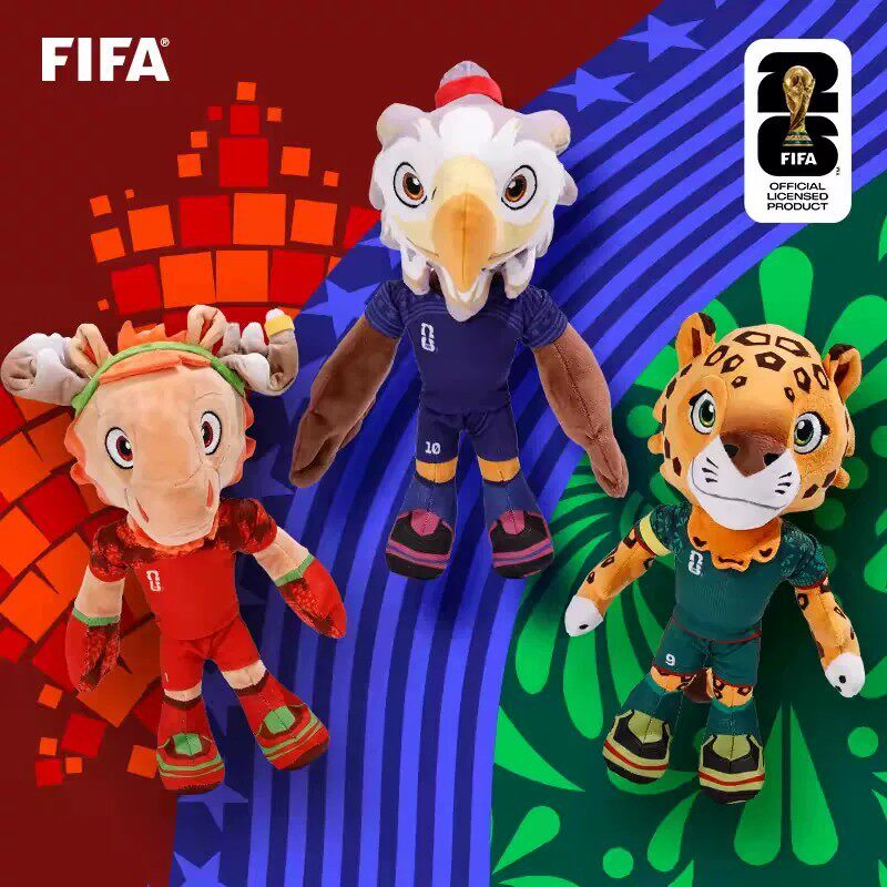 FIFA2026美加墨世界杯周边吉祥物毛绒玩偶玩具公仔送男女生礼物