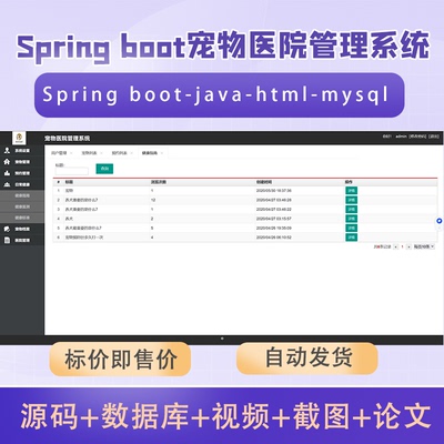 宠物医院管理系统带万字文档java项目源代码springboot html