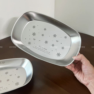 304不锈钢盘子托盘餐盘家用菜盘鱼盘方形高级感漂亮炸串小吃深盘