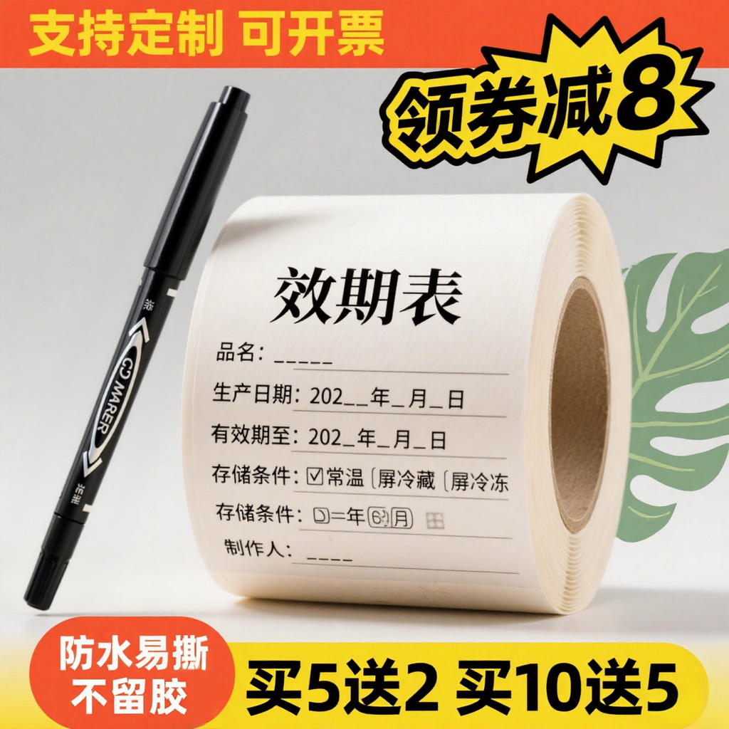 食品效期表不干胶标签贴