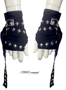 Y2K千禧辣妹铆钉绑带手套赛博朋克亚文化jk少女废土风配饰手袖cos