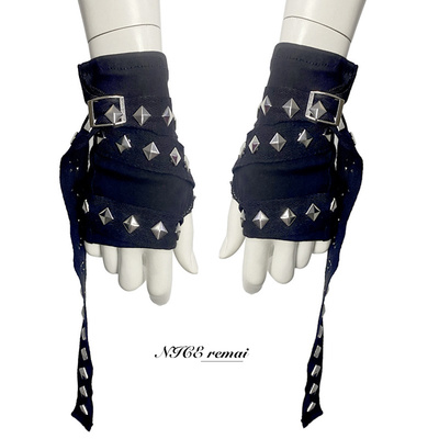 Y2K千禧辣妹亚文化铆钉绑带手袖