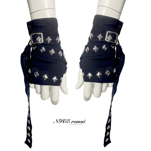 Y2K千禧辣妹亚文化铆钉绑带手袖