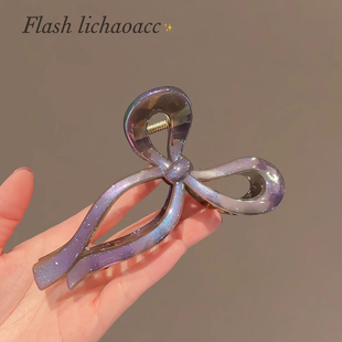 高级感霞光紫盘发抓夹韩系2025新款气质发夹头饰大号品质鲨鱼夹女