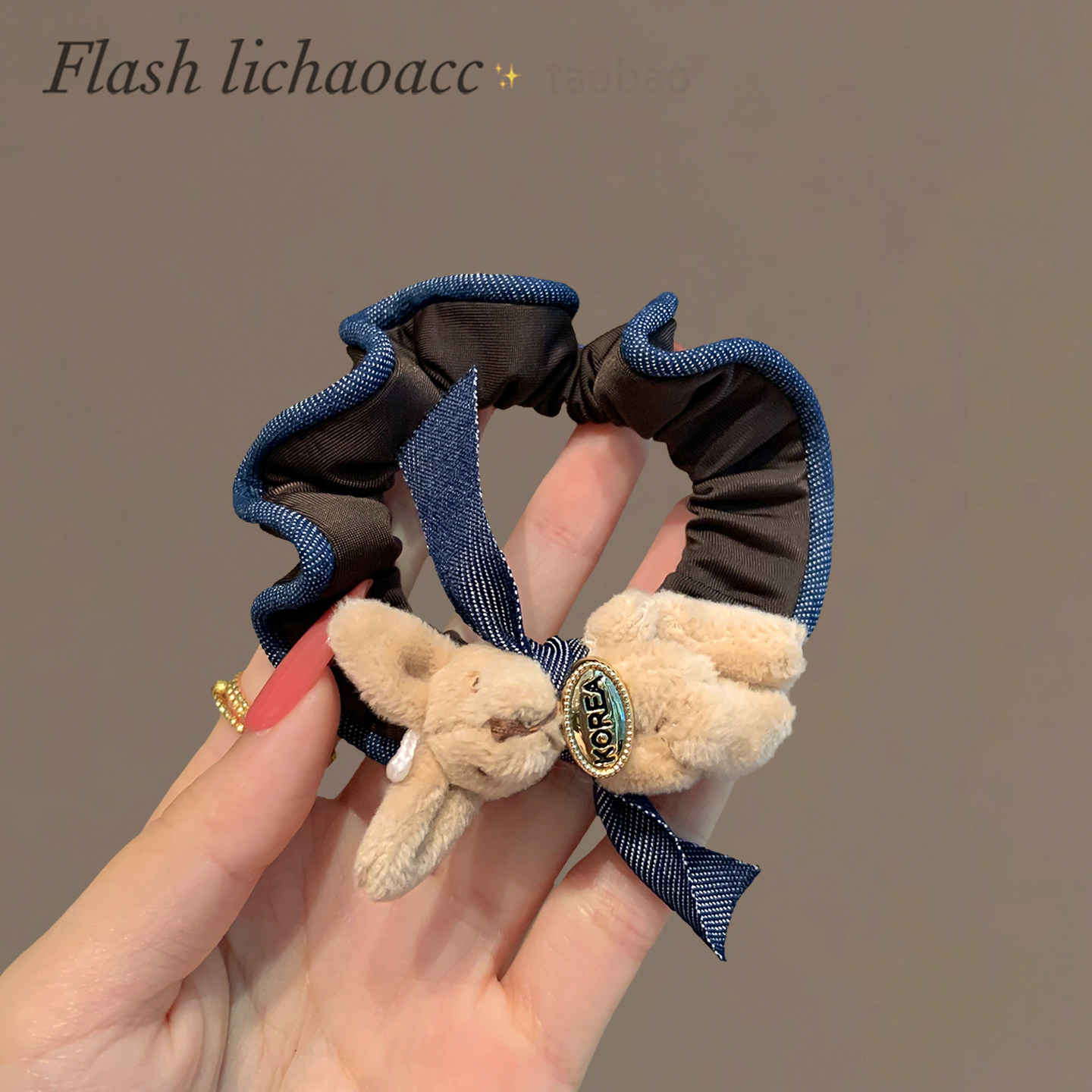 韩系百搭发圈女可爱兔子发饰头绳新款品质布艺扎马尾肠圈发绳皮筋