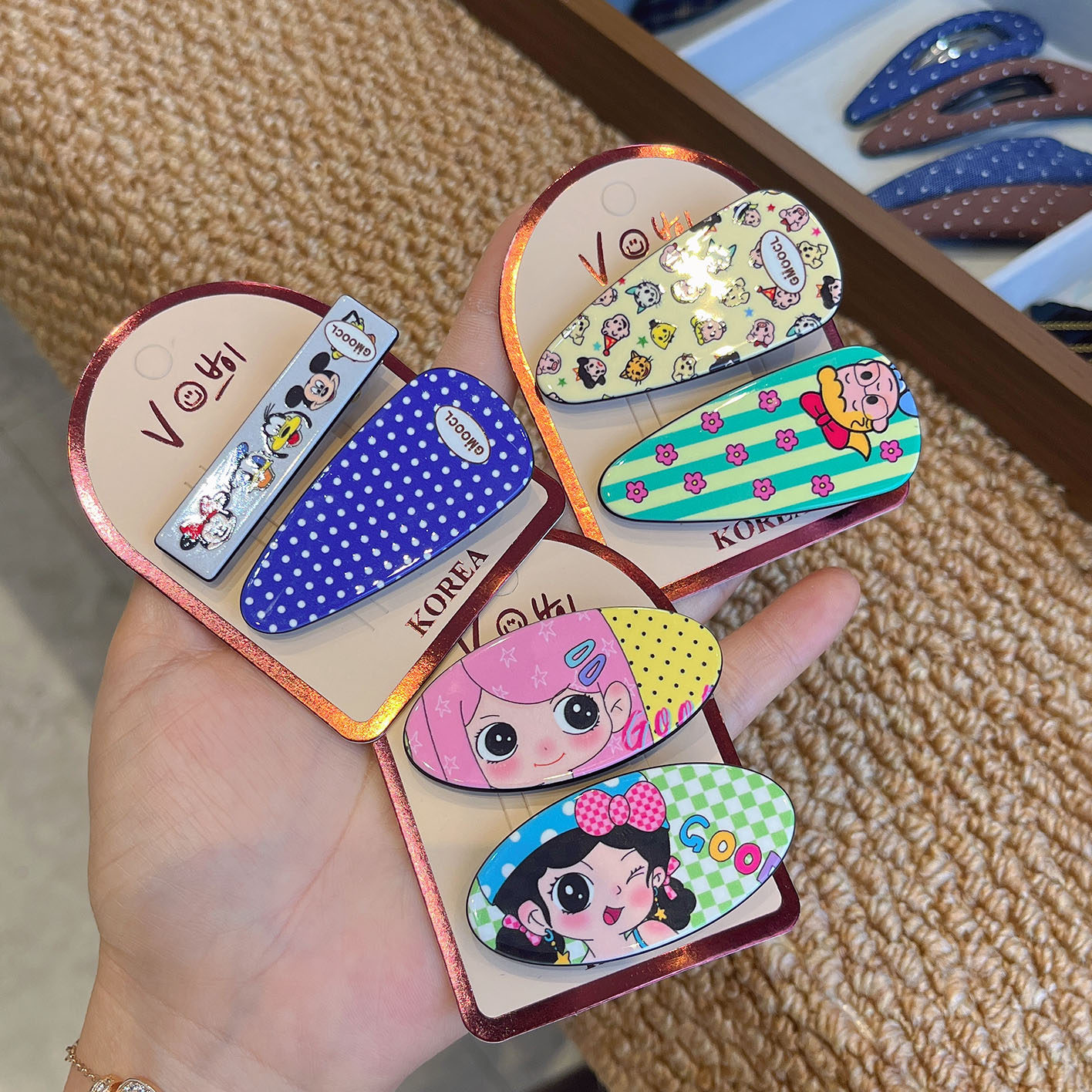 一对装可爱卡通韩国女孩发夹条纹侧边碎发夹刘海夹子甜酷风发饰品