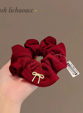 小众韩国发饰ins风饰品秋冬新款发绳百搭头绳纯色红色大肠发圈女