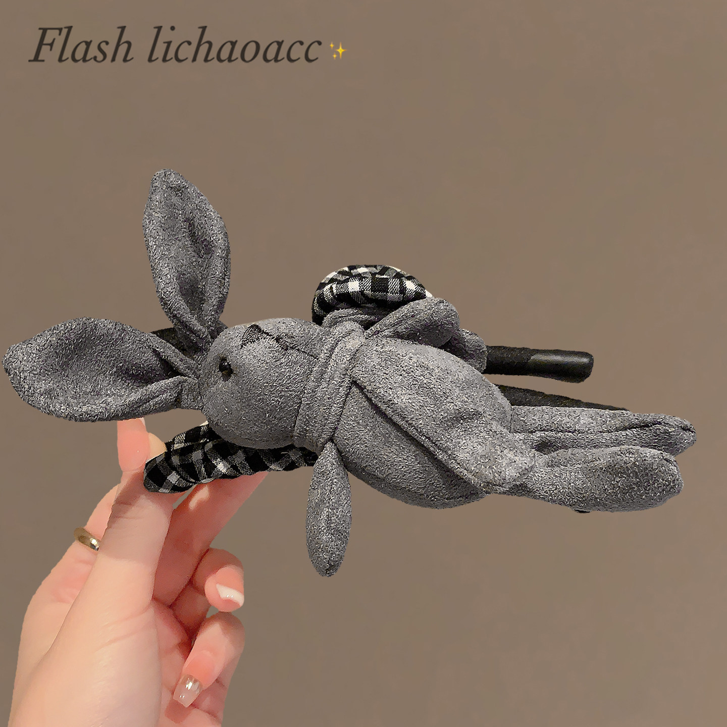 韩版灰色玩偶兔AB面抓夹格纹布艺蝴蝶结盘发夹秋冬新款大号鲨鱼夹,饰品/流行首饰/时尚饰品新,发饰,淘宝优惠券,粉丝福利购,淘宝优惠卷