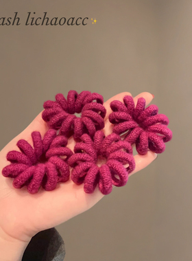 基础素版发圈时尚紫色毛绒电话线发绳秋冬新款高弹力扎马尾头绳女