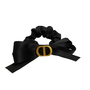 丽超（饰品）韩国气质字母黑色蝴蝶结发圈 高级感猪鼻子头绳肠圈