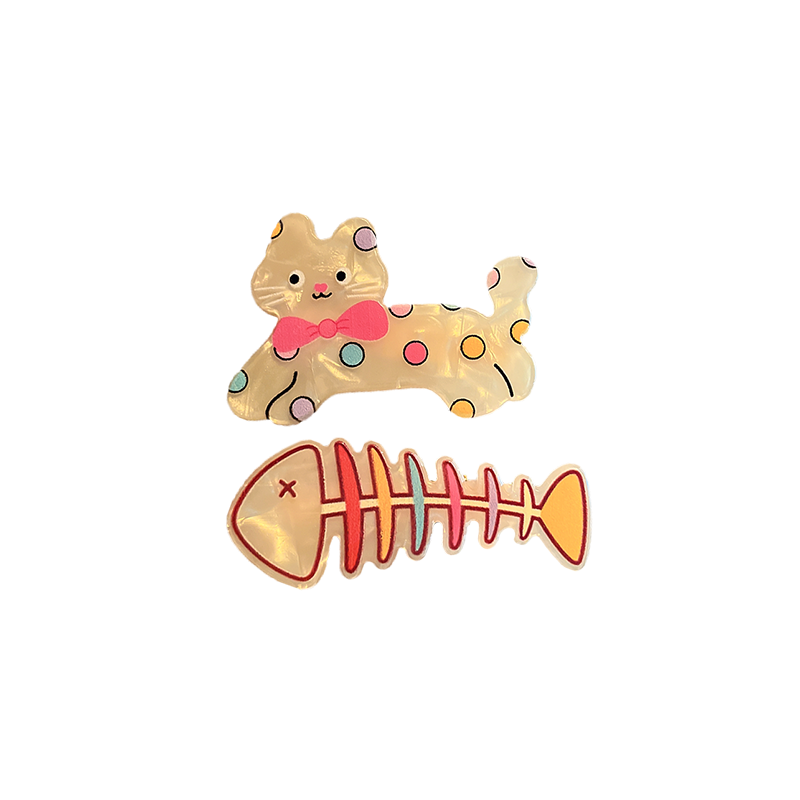 一对质量好～原创!亚克力可爱猫发饰