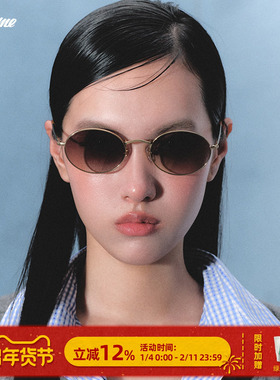 商家自播-Fakeme 时尚轻奢金属β钛椭圆框墨镜太阳镜 B33T