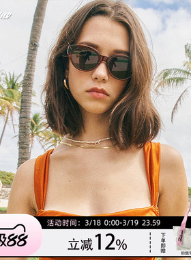 【】Fakeme 板材猫眼圆框墨镜防紫外线慵懒风 longblack