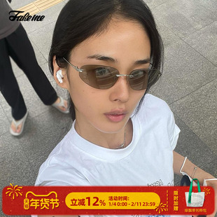 商家自播-Fakeme 金属蝶形无框墨镜太阳镜Y2K未来感ins风 RT