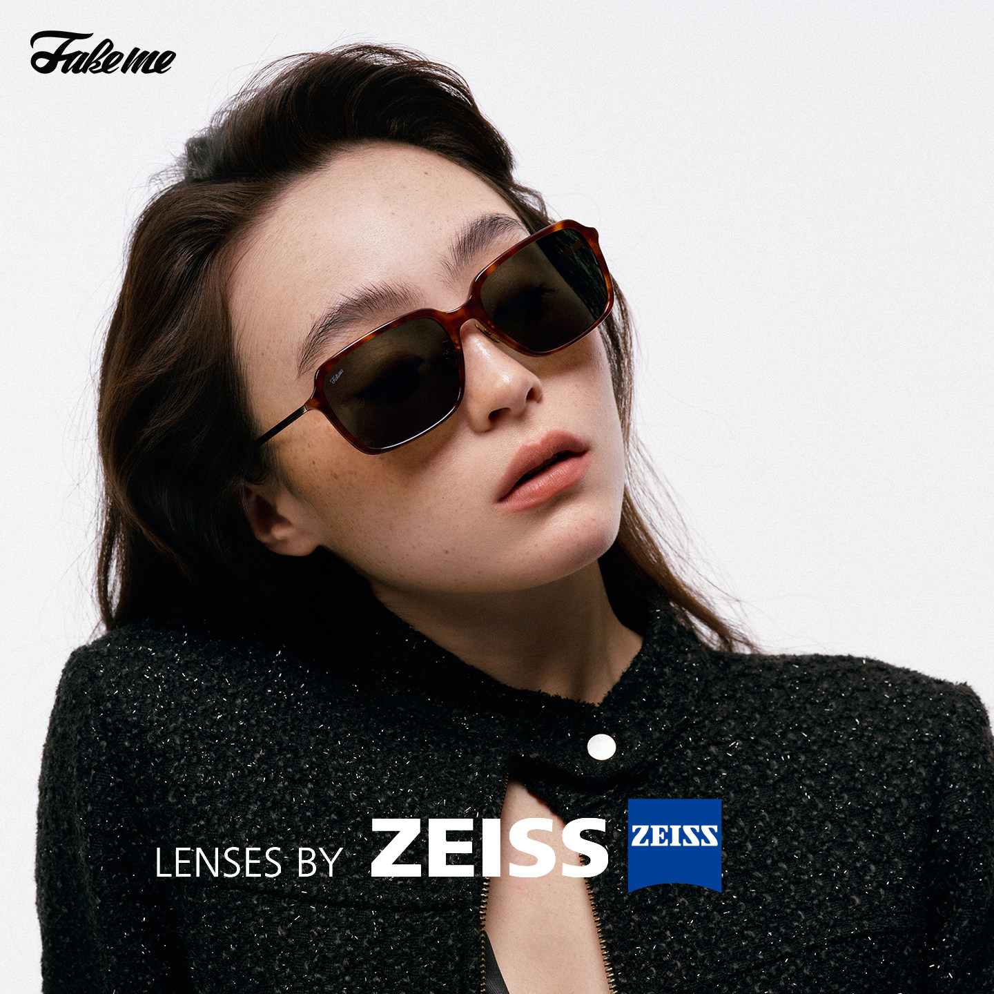 Fakeme 韩系时尚质感板材文艺方框墨镜太阳镜素颜中性 大J小D