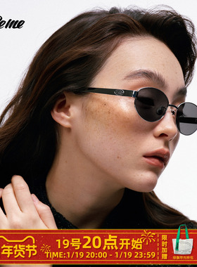 Fakeme 墨镜老钱风太阳眼镜钛金属椭圆镜框防紫外线大小姐 nocap