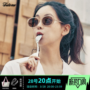 Fakeme 眼镜墨镜女防紫外线椭圆复古千禧风太阳镜Quinoa 明星同款