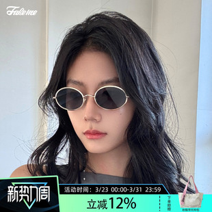 商家自播 椭圆金属墨镜太阳镜防紫外线曲奇镜compass Fakeme