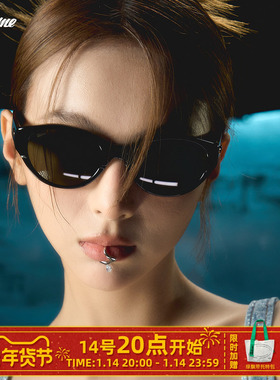 Fakeme 猫眼防紫外线red zone太阳镜女素颜longblack眼镜low墨镜