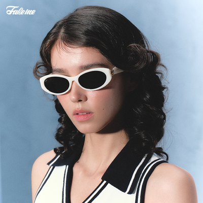 【】Fakeme 热巴同款猫眼框墨镜/矩形窄框墨镜 Brown rice/Laga