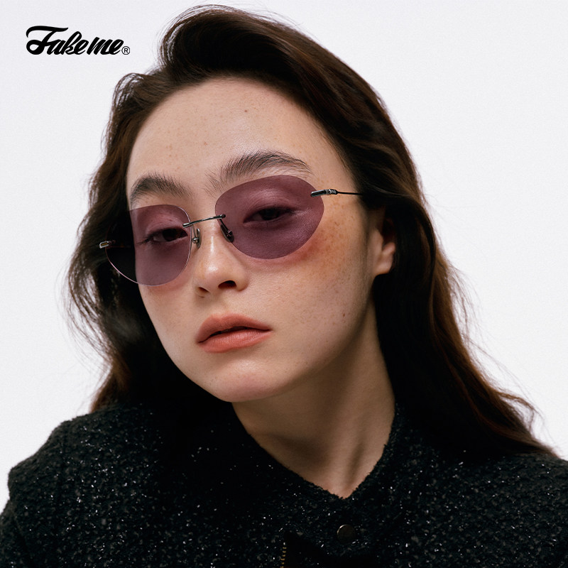 Fakeme质感时尚墨镜防紫外线太阳镜百搭复古素颜光学镜女  jiema