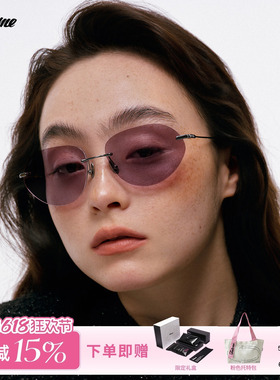 Fakeme墨镜26新款女个性时尚超轻无框β钛防紫外线轻奢太阳镜cruz