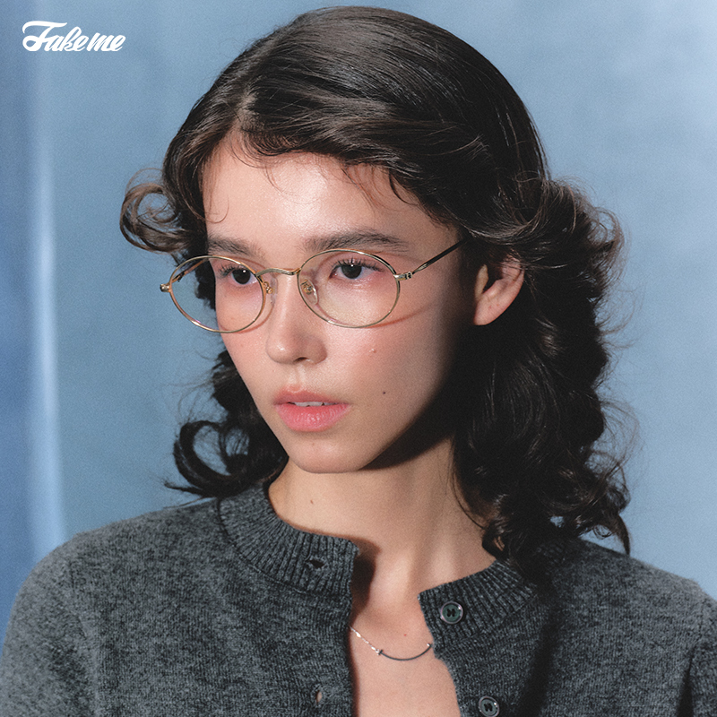 Fakeme男女通用椭圆框纯钛