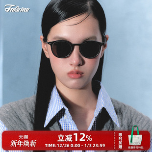 Fakeme campbell 超轻圆框墨镜ins通勤极简防紫外线太阳镜