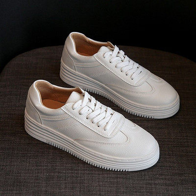 小白鞋女2024秋款百搭真皮厚底增高网红爆款板鞋学生洋气白鞋夏款