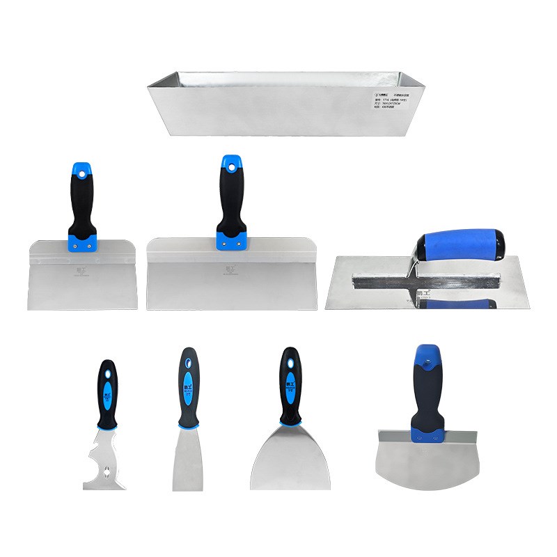 建筑工具套装十合一清洁铲刀弧形托灰板腻子抹灰刀双色.塑柄抹泥