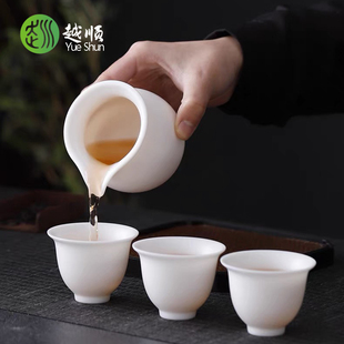 素烧羊脂玉瓷公道杯高档磨砂匀杯分茶器家用陶瓷公杯匀杯功夫茶具