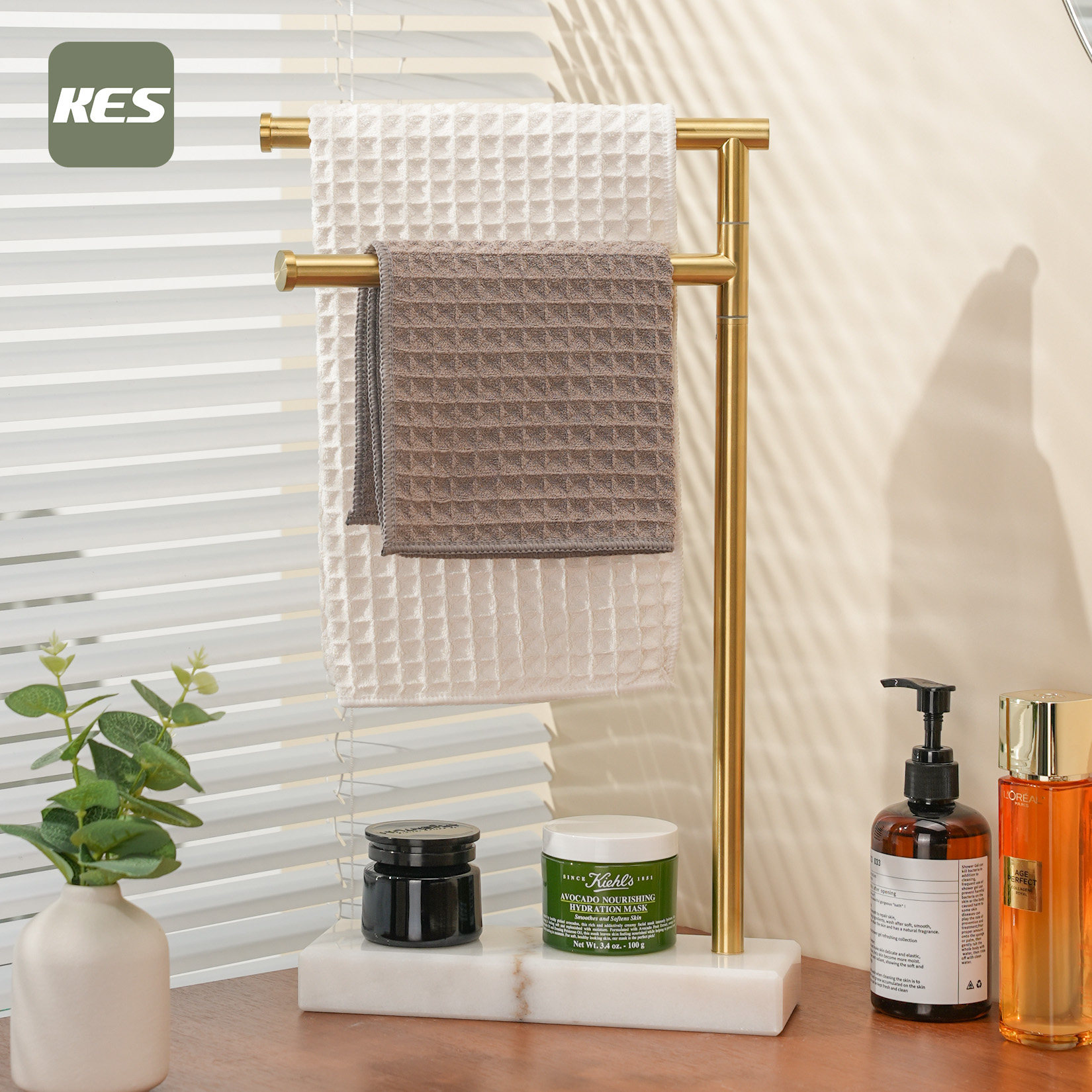 KES台面双杆角度可调毛巾架