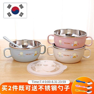 儿童304不锈钢碗家用双层隔热碗宝宝吃饭防摔碗喝汤碗婴幼副食品
