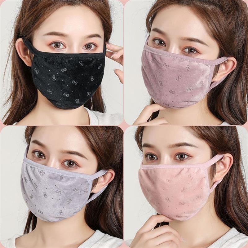秋冬季保暖纯棉碎花口罩女高颜值开口露鼻子透气防寒成人加厚防风