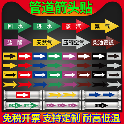 管道流向标识贴消防箭头反光膜