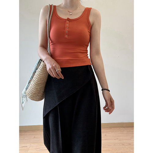 简约橘色修身显瘦百搭吊带上衣