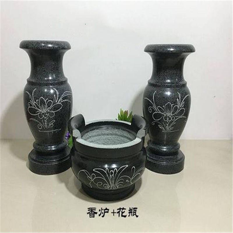 惠安石头青石刻画石雕香炉花瓶圆石头香炉长方形香炉祭拜摆件用品