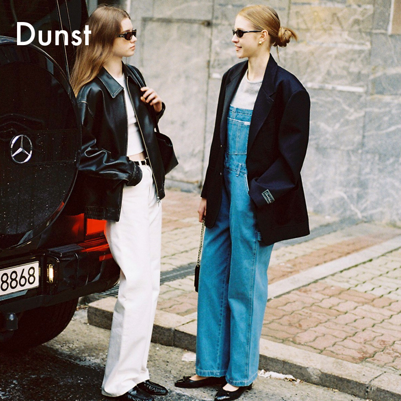 Dunst2024春季新品牛仔吊带裤女士休闲长裤宽松背带裤UDPA4A2